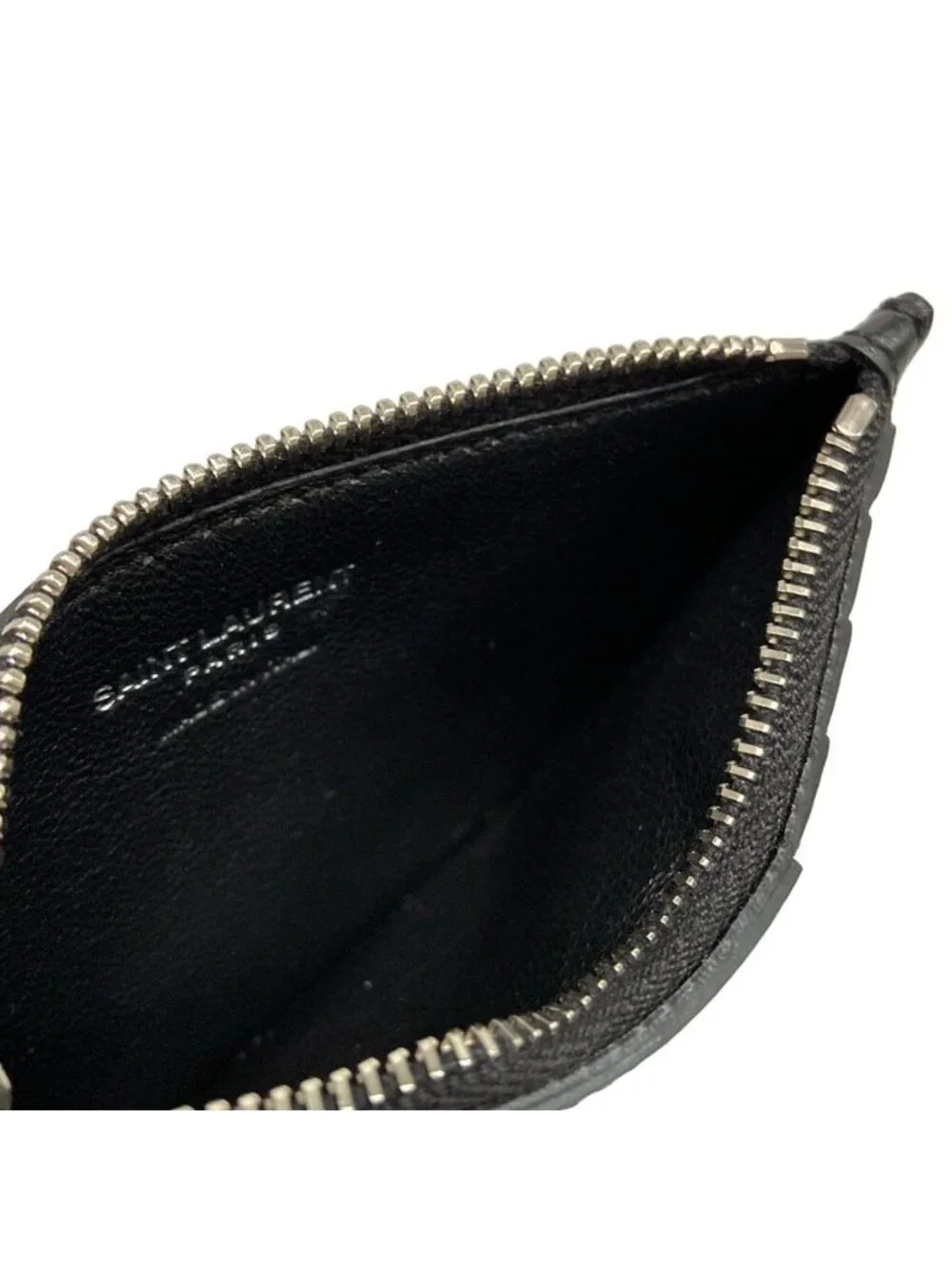 ★SOLD★ Saint Laurent Paris Coin Case Black Fragment Leather - Picture 3 of 6